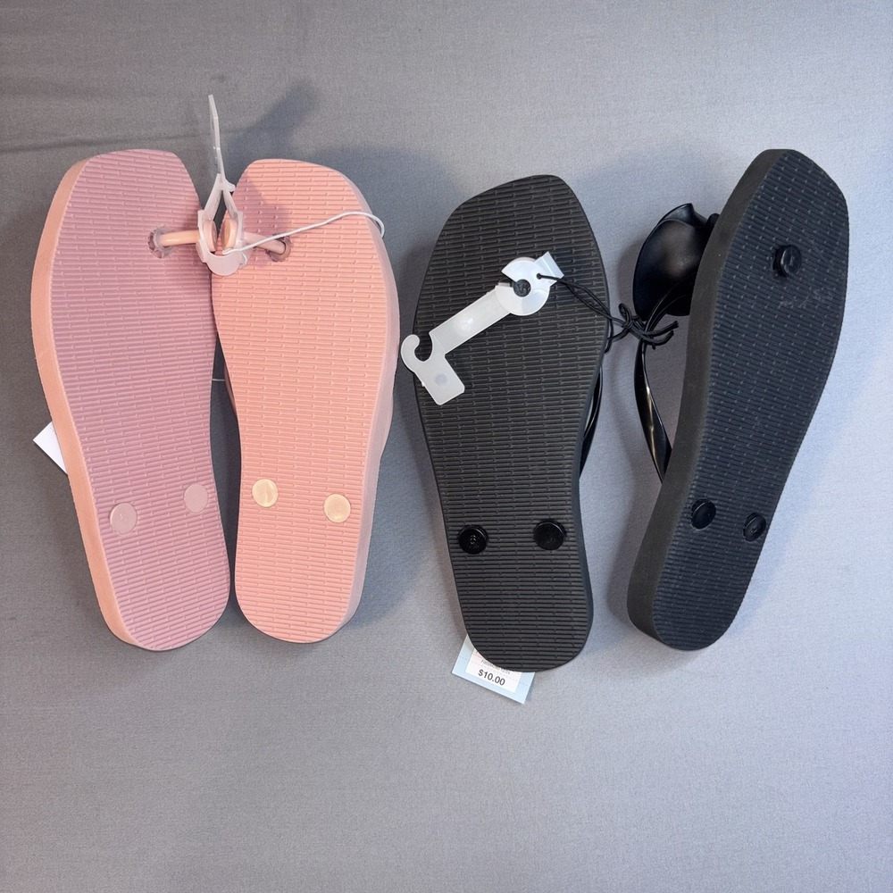 Lot Of 2 Shade & Shore Sandals Womens Sz 6 Flip Flops Beach Rose Heart Pink - Picture 3 of 4